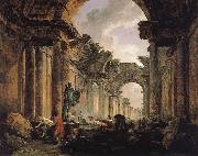 ROBERT, Hubert Imaginary View of the Grande Galerie in the Louvre in Ruins oil painting on canvas